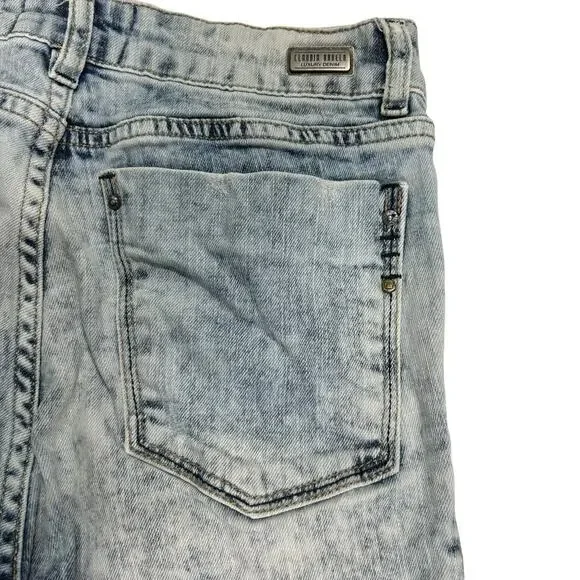 Claudia Rabelo Jeans Womens 28 Acid Distressed Straight Leg Denim Side Stripes - Picture 9 of 15
